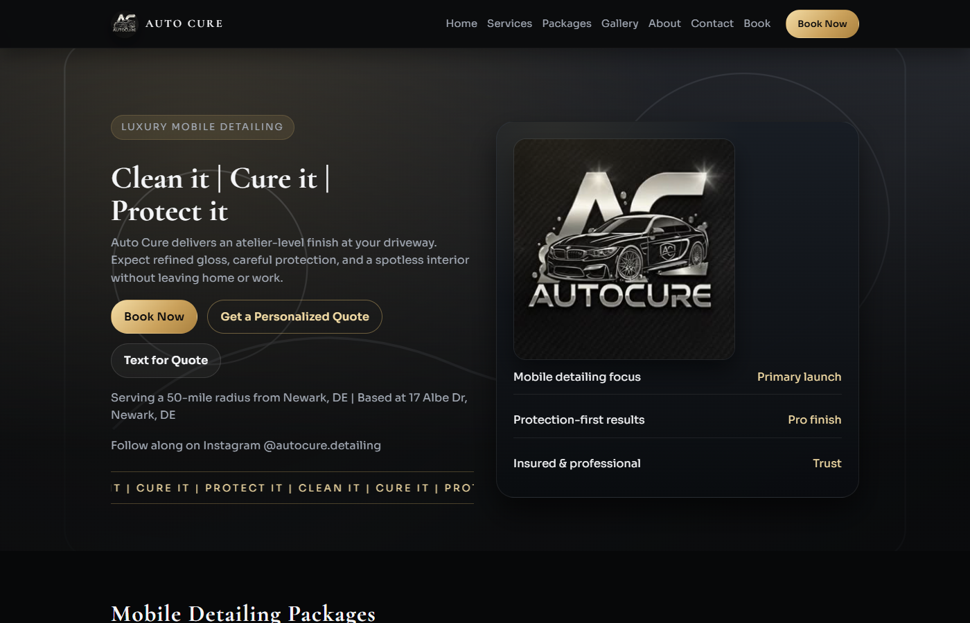 Auto Cure Detailing website preview
